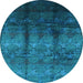 Round Oriental Light Blue Industrial Rug, urb1286lblu