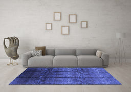 Machine Washable Oriental Blue Industrial Rug in a Living Room, wshurb1286blu
