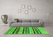 Machine Washable Oriental Green Industrial Area Rugs in a Living Room,, wshurb1287grn