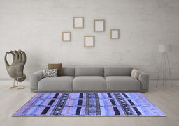 Machine Washable Oriental Blue Industrial Rug in a Living Room, wshurb1287blu