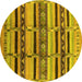 Round Oriental Yellow Industrial Rug, urb1287yw