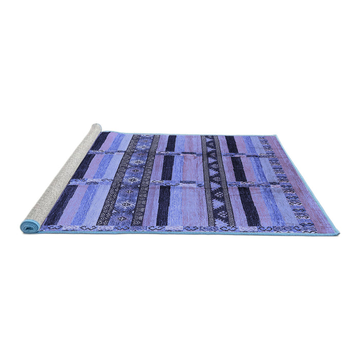 Sideview of Machine Washable Oriental Blue Industrial Rug, wshurb1287blu