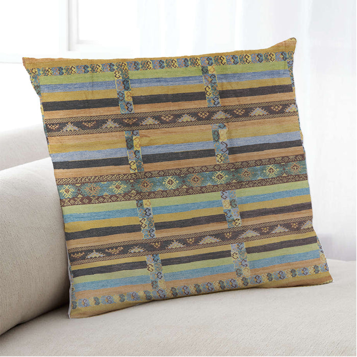 Lifestyle Image of Mid-Century Modern Urban Square Sepia Brown Throw Pillow, 18 inch by 18 inch, pwurb1287