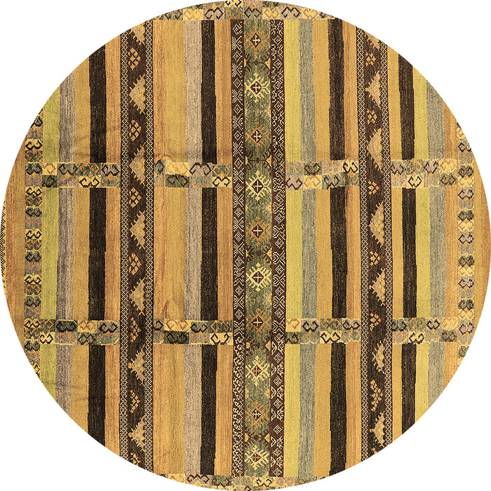 Round Machine Washable Oriental Brown Industrial Rug, wshurb1287brn
