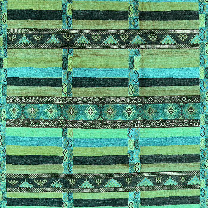 Machine Washable Oriental Turquoise Industrial Area Rugs, wshurb1287turq