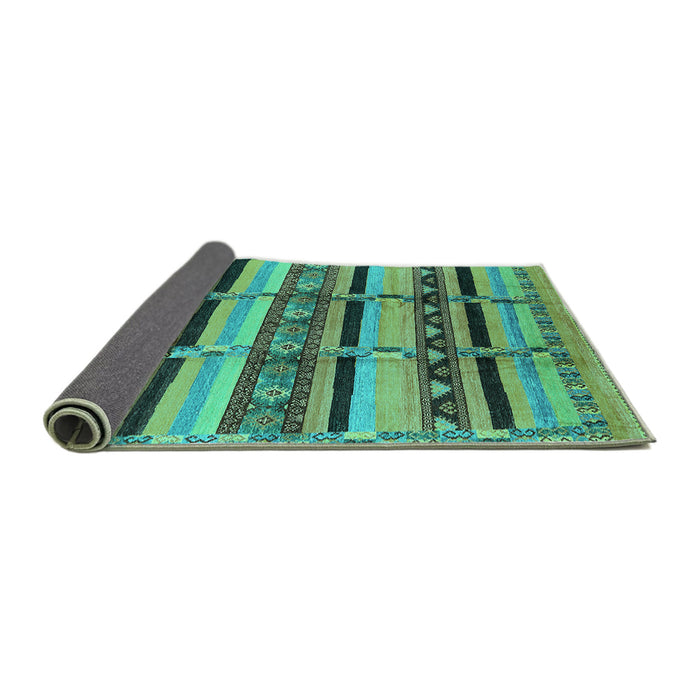 Sideview of Oriental Turquoise Industrial Rug, urb1287turq