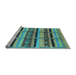 Sideview of Machine Washable Oriental Light Blue Industrial Rug, wshurb1287lblu