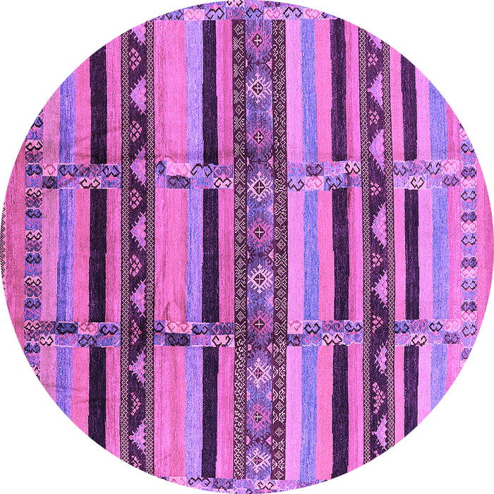 Round Machine Washable Oriental Purple Industrial Area Rugs, wshurb1287pur