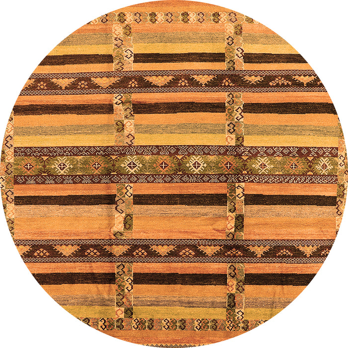 Round Oriental Orange Industrial Rug, urb1287org