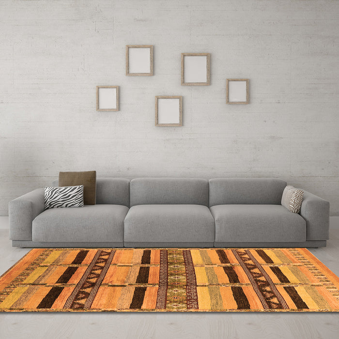 Machine Washable Oriental Orange Industrial Area Rugs in a Living Room, wshurb1287org