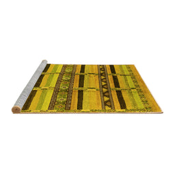 Sideview of Machine Washable Oriental Yellow Industrial Rug, wshurb1287yw