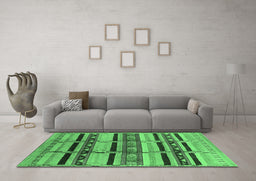 Machine Washable Oriental Emerald Green Industrial Area Rugs in a Living Room,, wshurb1287emgrn