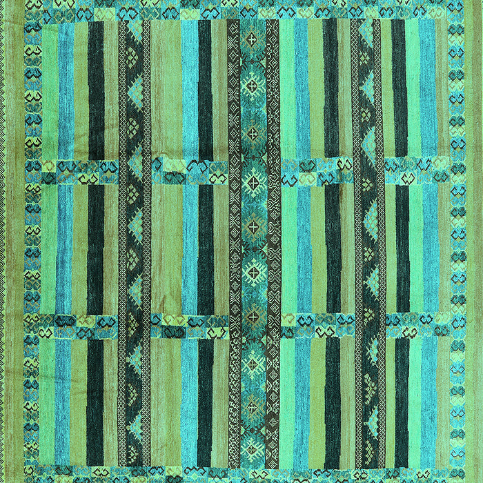 Square Machine Washable Oriental Turquoise Industrial Area Rugs, wshurb1287turq