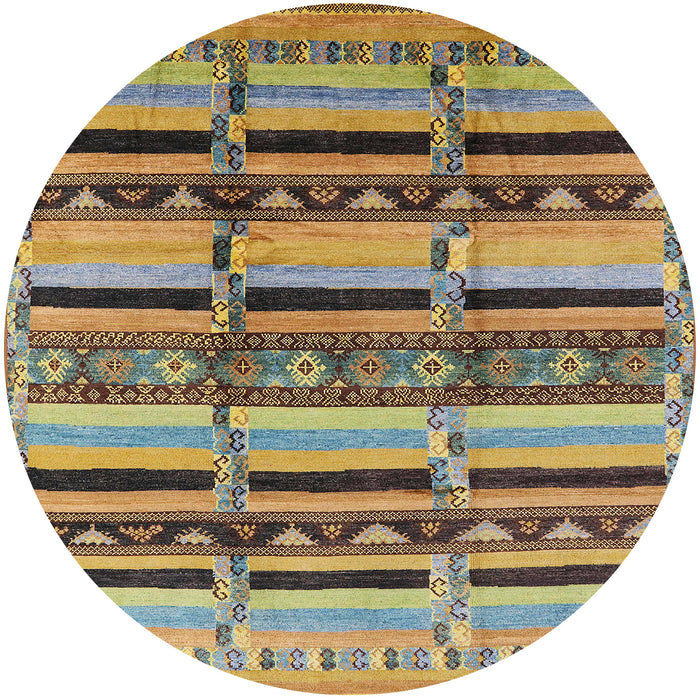 Round Machine Washable Industrial Modern Sepia Brown Rug, wshurb1287