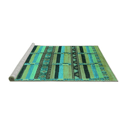 Sideview of Machine Washable Oriental Turquoise Industrial Area Rugs, wshurb1287turq