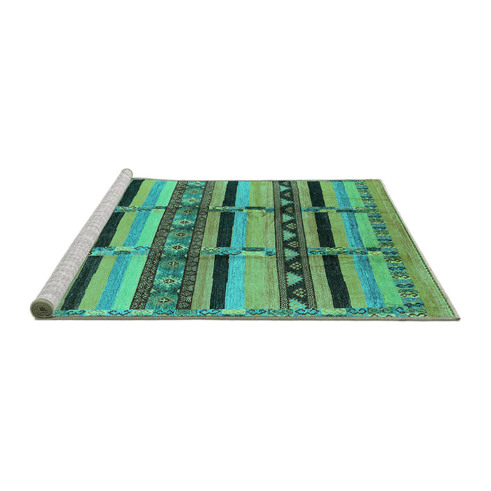 Sideview of Machine Washable Oriental Turquoise Industrial Area Rugs, wshurb1287turq