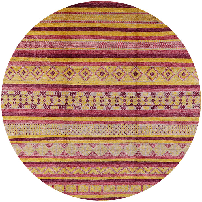 Round Mid-Century Modern Orange Oriental Rug, urb1288
