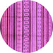 Round Machine Washable Oriental Purple Industrial Area Rugs, wshurb1288pur