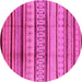 Round Machine Washable Oriental Pink Industrial Rug, wshurb1288pnk