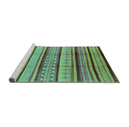 Sideview of Machine Washable Oriental Turquoise Industrial Area Rugs, wshurb1288turq