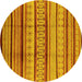 Round Oriental Yellow Industrial Rug, urb1288yw