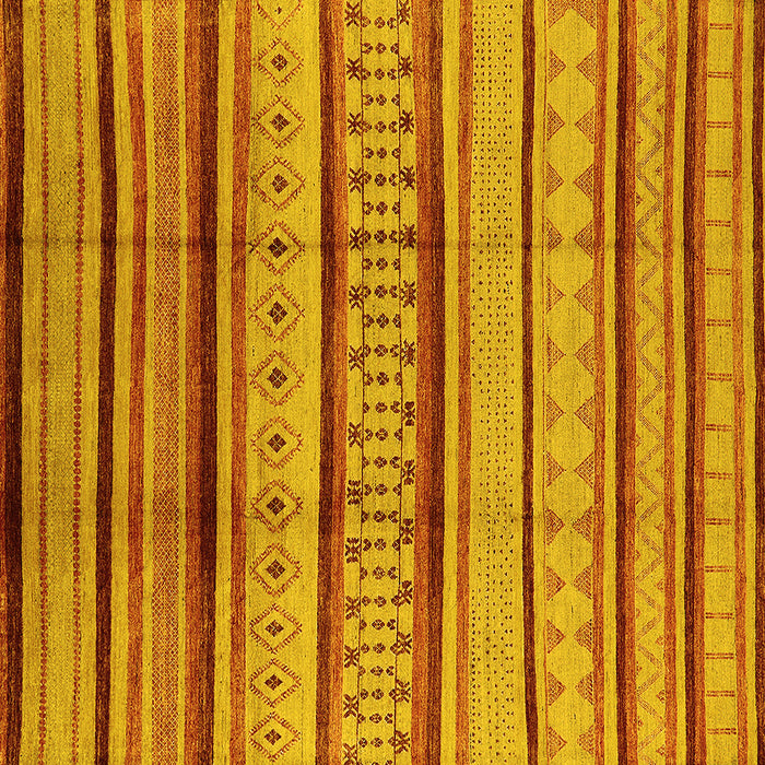 Square Machine Washable Oriental Yellow Industrial Rug, wshurb1288yw