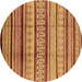 Round Oriental Brown Industrial Rug, urb1288brn