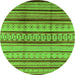 Round Oriental Green Industrial Rug, urb1288grn