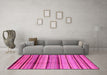 Machine Washable Oriental Pink Industrial Rug in a Living Room, wshurb1288pnk