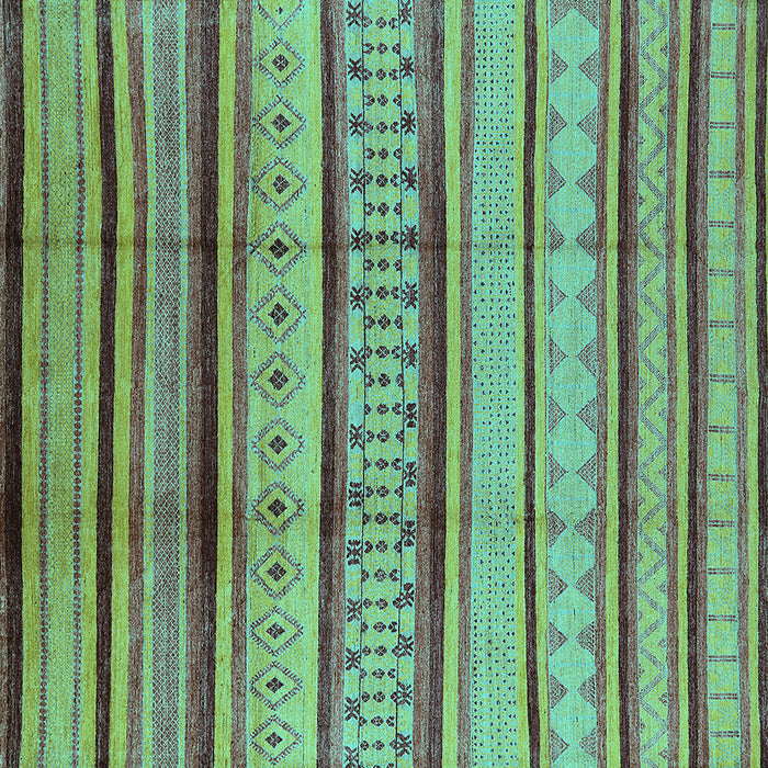 Square Machine Washable Oriental Turquoise Industrial Area Rugs, wshurb1288turq