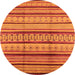 Round Machine Washable Oriental Orange Industrial Area Rugs, wshurb1288org