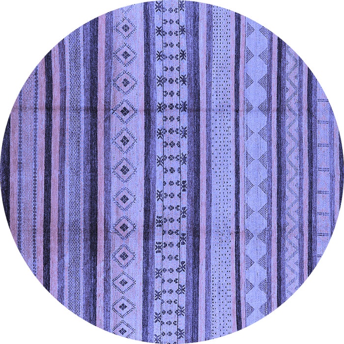 Round Machine Washable Oriental Blue Industrial Rug, wshurb1288blu