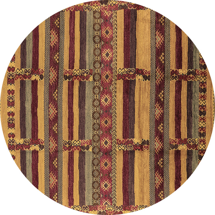 Round Machine Washable Oriental Brown Industrial Rug, wshurb1289brn