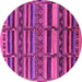 Round Machine Washable Oriental Pink Industrial Rug, wshurb1289pnk