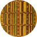 Round Oriental Yellow Industrial Rug, urb1289yw