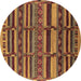 Round Oriental Brown Industrial Rug, urb1289brn