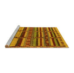 Sideview of Machine Washable Oriental Yellow Industrial Rug, wshurb1289yw