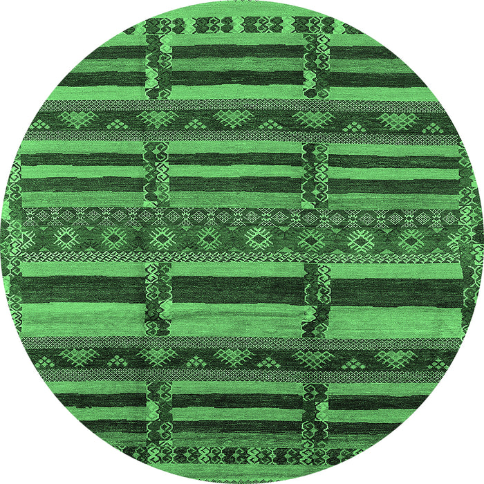 Round Oriental Emerald Green Industrial Rug, urb1289emgrn