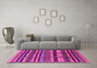 Machine Washable Oriental Pink Industrial Rug in a Living Room, wshurb1289pnk