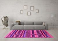 Machine Washable Oriental Pink Industrial Rug, wshurb1289pnk