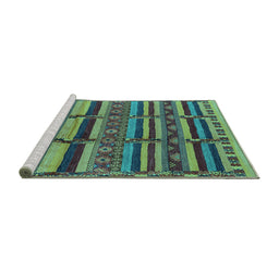 Sideview of Machine Washable Oriental Turquoise Industrial Area Rugs, wshurb1289turq