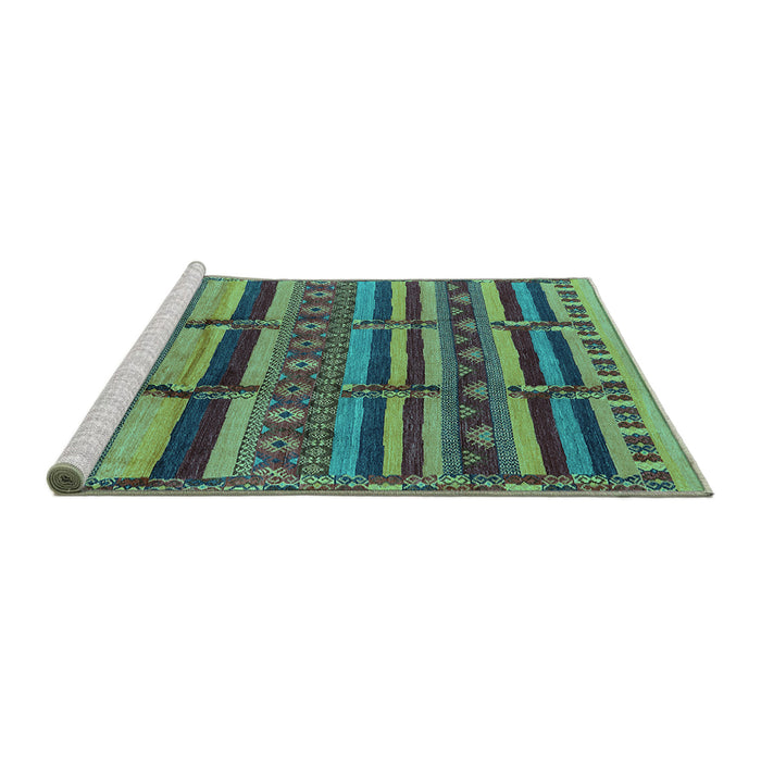 Sideview of Machine Washable Oriental Turquoise Industrial Area Rugs, wshurb1289turq