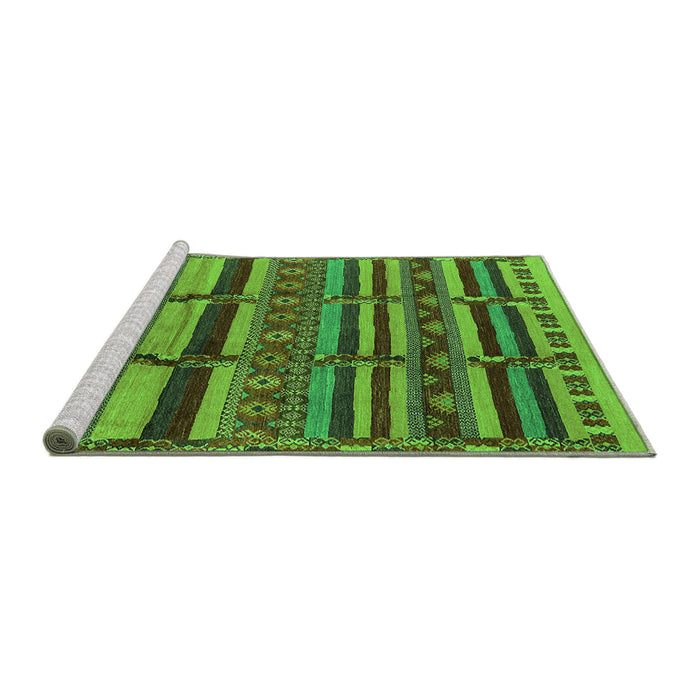 Sideview of Machine Washable Oriental Green Industrial Area Rugs, wshurb1289grn