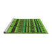 Sideview of Machine Washable Oriental Green Industrial Area Rugs, wshurb1289grn