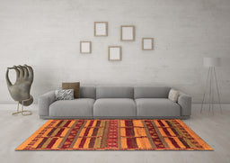 Machine Washable Oriental Orange Industrial Area Rugs in a Living Room, wshurb1289org