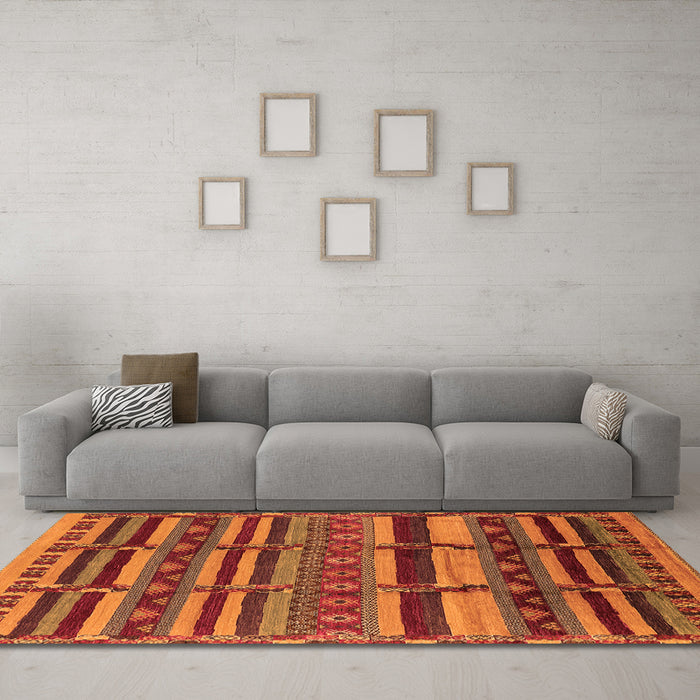 Machine Washable Oriental Orange Industrial Area Rugs in a Living Room, wshurb1289org