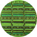 Round Oriental Green Industrial Rug, urb1289grn