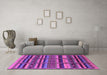 Machine Washable Oriental Purple Industrial Area Rugs in a Living Room, wshurb1289pur