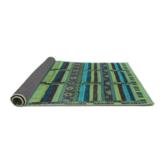Sideview of Oriental Turquoise Industrial Rug, urb1289turq