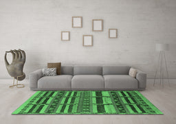 Machine Washable Oriental Emerald Green Industrial Area Rugs in a Living Room,, wshurb1289emgrn